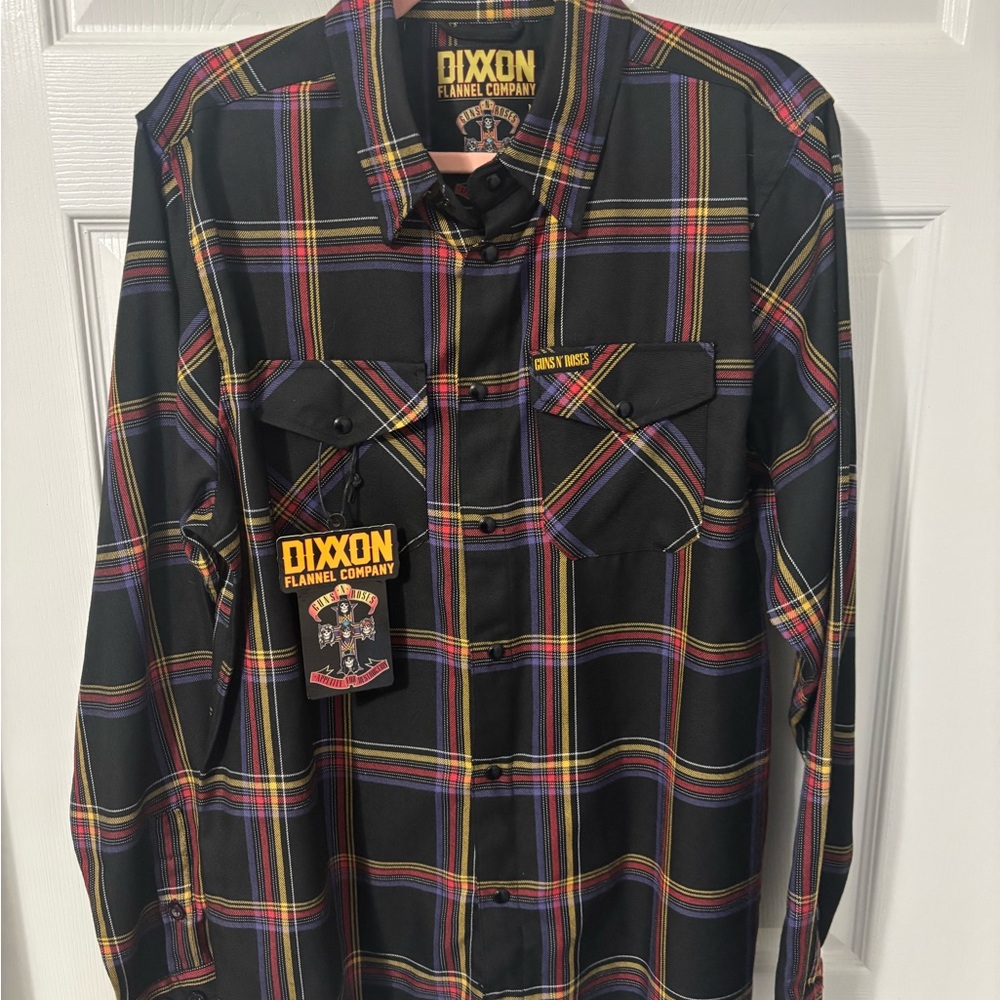 DIXXON Men's Black and Yellow Plaid Shirt